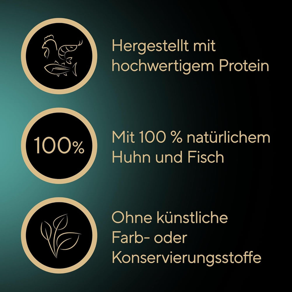 SHEBA Filets Adult Katzenfutter en Sauce au Poulet, Hochseefisch et Garnelen 16 x 60g Coquille