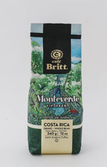 Café Britt® - Costa Rica Monteverde (340 g) (1 paquet) Café Arabica en grains entiers, casher, sans gluten, gourmet et torréfaction moyennement foncée