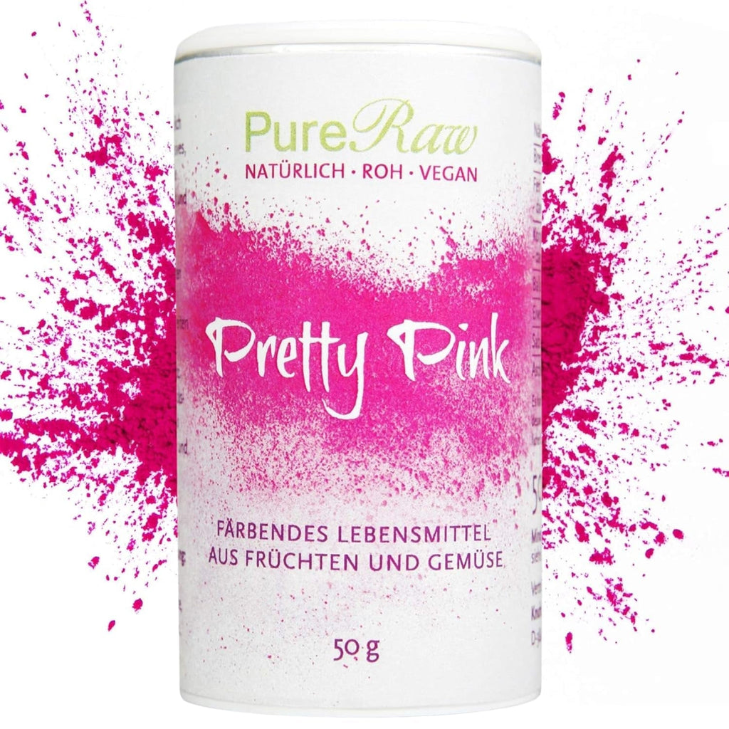 Pretty Pink Natürliche Lebensmittelfarbe Pulver Rosa (Roh Vegan) Pastell Rose Bis Intensiv Rosa-Rot - Essbare Farbe Für Lebensmittel Aus Früchten Und Gemüse - Natural Food Coloring | Pureraw 5G Naty Shop 50 G (1Er Pack) Pink