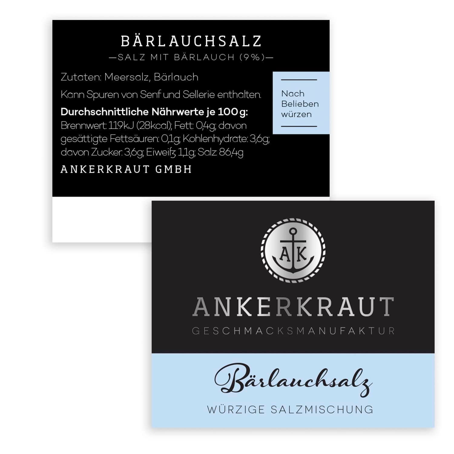 Ankerkraut Bärlauch Salz, Lecker Fleisch und Salat Verfeinern, Knoblauch-like Gesmack Aroma, Kräuter mit Gewürz zum Kochen, 110 g dans Corkenglas