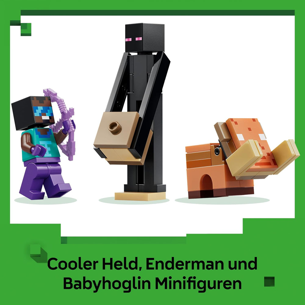 LEGO Minecraft Voyage à travers Nether et Endportal - Jeu pour enfants avec figurines Helden, Enderman et Baby Hoglin - Set avec figurine Minecraft - Jeu de joueur pour jeunes et filles à partir de 7 ans - 21584