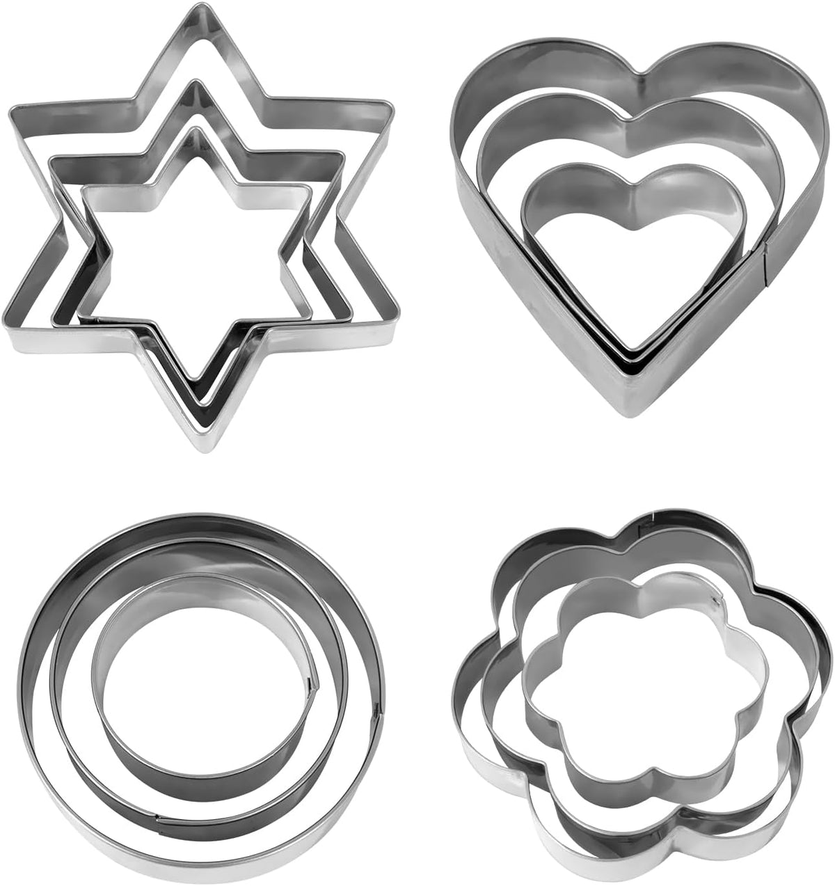 Lot de 12 emporte-pièces en inox pour décorer gâteaux, biscuits au sucre et biscuits