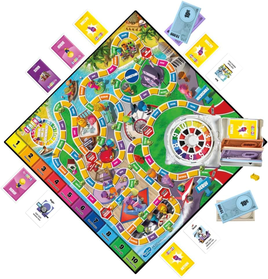Hasbro Game of Life Jeu de société familial pour 2 à 4 joueurs, à partir de 8 ans, avec crayons