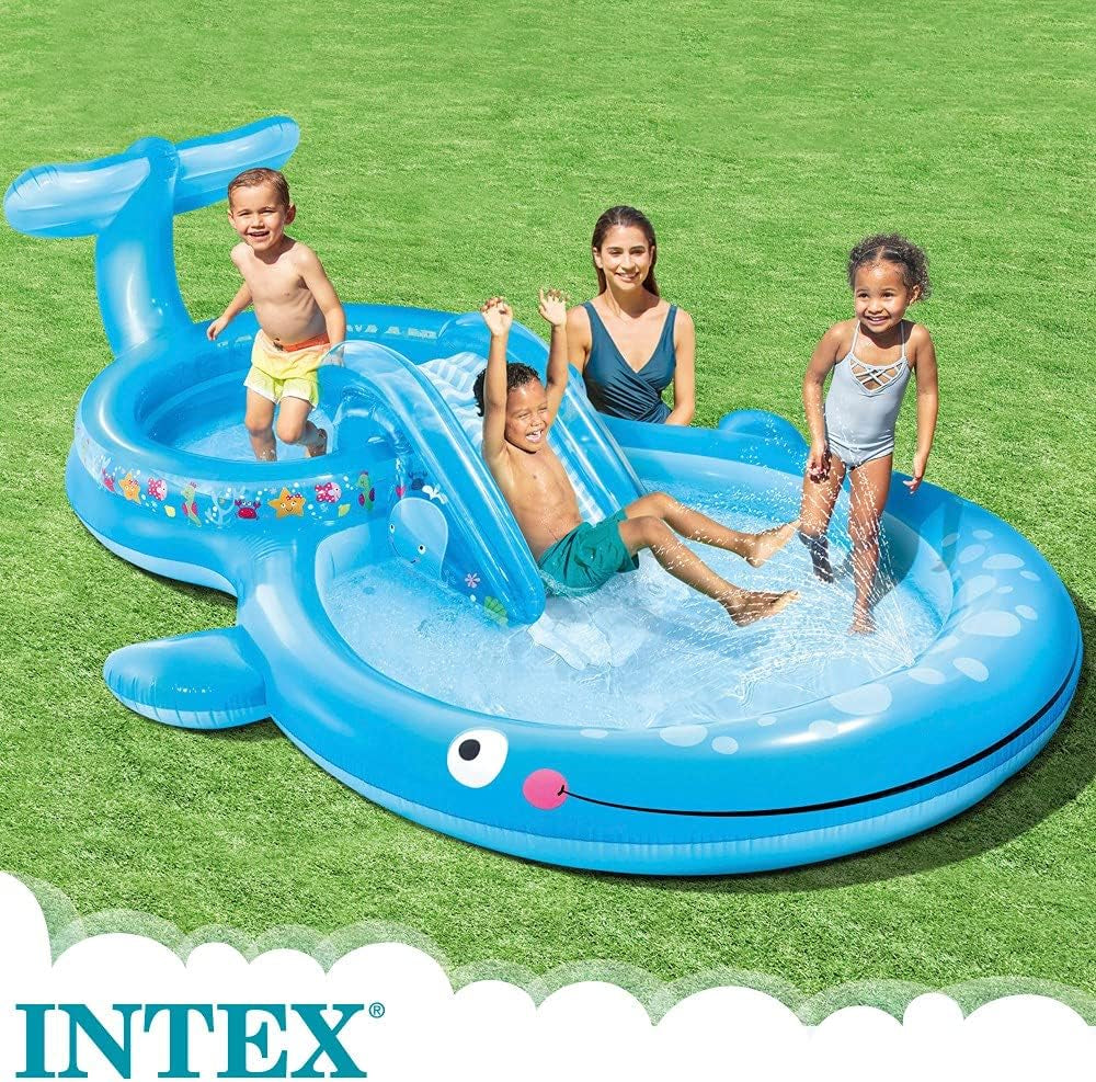 Intex 57176NP - Centre de jeu gonflable Baleine, vinyle, bleu, 373x234x99 cm