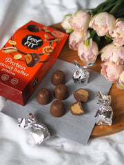 Pralines protéinées au beurre de cacahuète Feel FIT dans du chocolat au lait de haute qualité, sans sucre ajouté, 17 % de protéines, sans gluten 66 g (1 paquet)