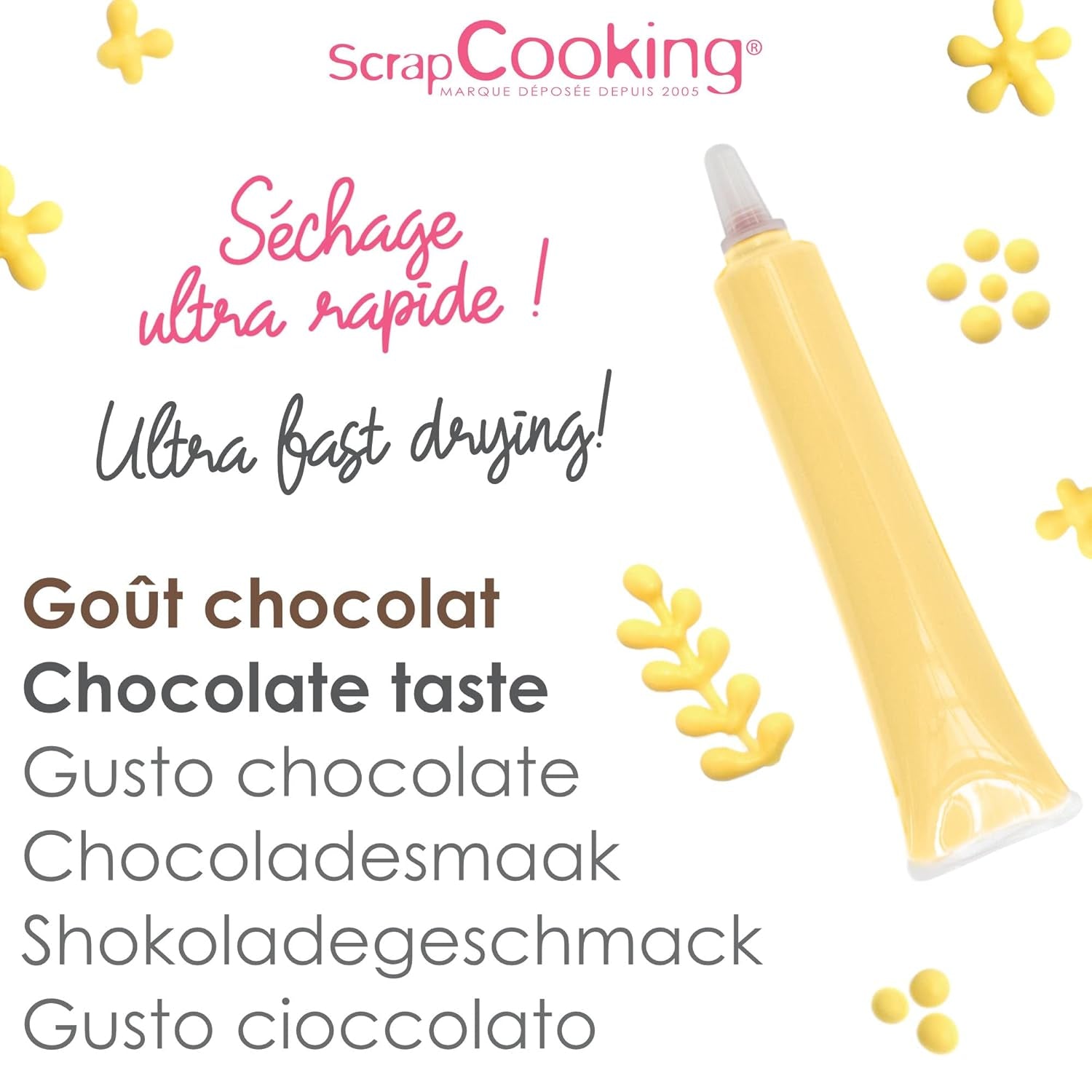 Scrapcooking - Stylo à Sucre Jaune Pastel - Sucre d'Écriture Jaune 25 g - Stylo à Sucre Comestible Décoratif - Écriture et Dessin - Etiquetage Fondant, Glaçage, Gâteaux - 6804