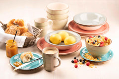 MÄSER 931612 Bel Tempo II Service de table vintage pour 6 personnes, 30 pièces, service combiné en céramique peinte à la main bleue, grès, bleu fumé