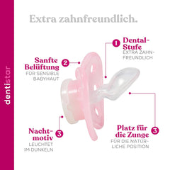 Lot de 3 sucettes dentaires de nuit en silicone - Taille 3 à partir de 14 mois - Sucettes qui brillent dans le noir de qualité dentaire - Sans BPA - Fabriquées en Allemagne - Lune, Jaune