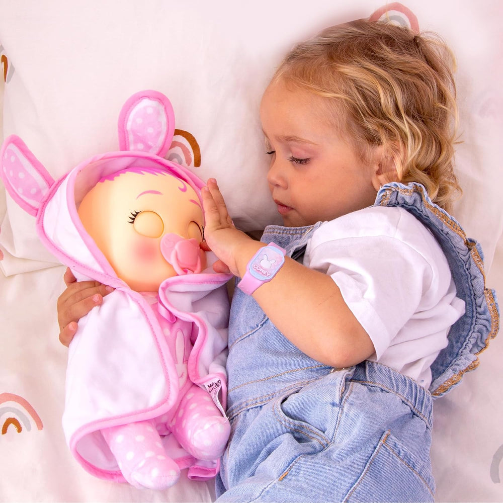 Cry Babies Magic Tears Newborn Coney-Deluxe poupée interactive nouvelle poupée avec un brassard magique, le vrai bébé est là pour bébé. -Jouets cadeaux pour les enfants à partir de 18 mois
