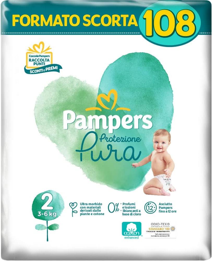 Pampers Naturello, 76 couches en coton et matières végétales naturelles, 0% parfum, taille 4 (7-18 kg) Mother and Baby Naty Shop 2 (108 pcs)