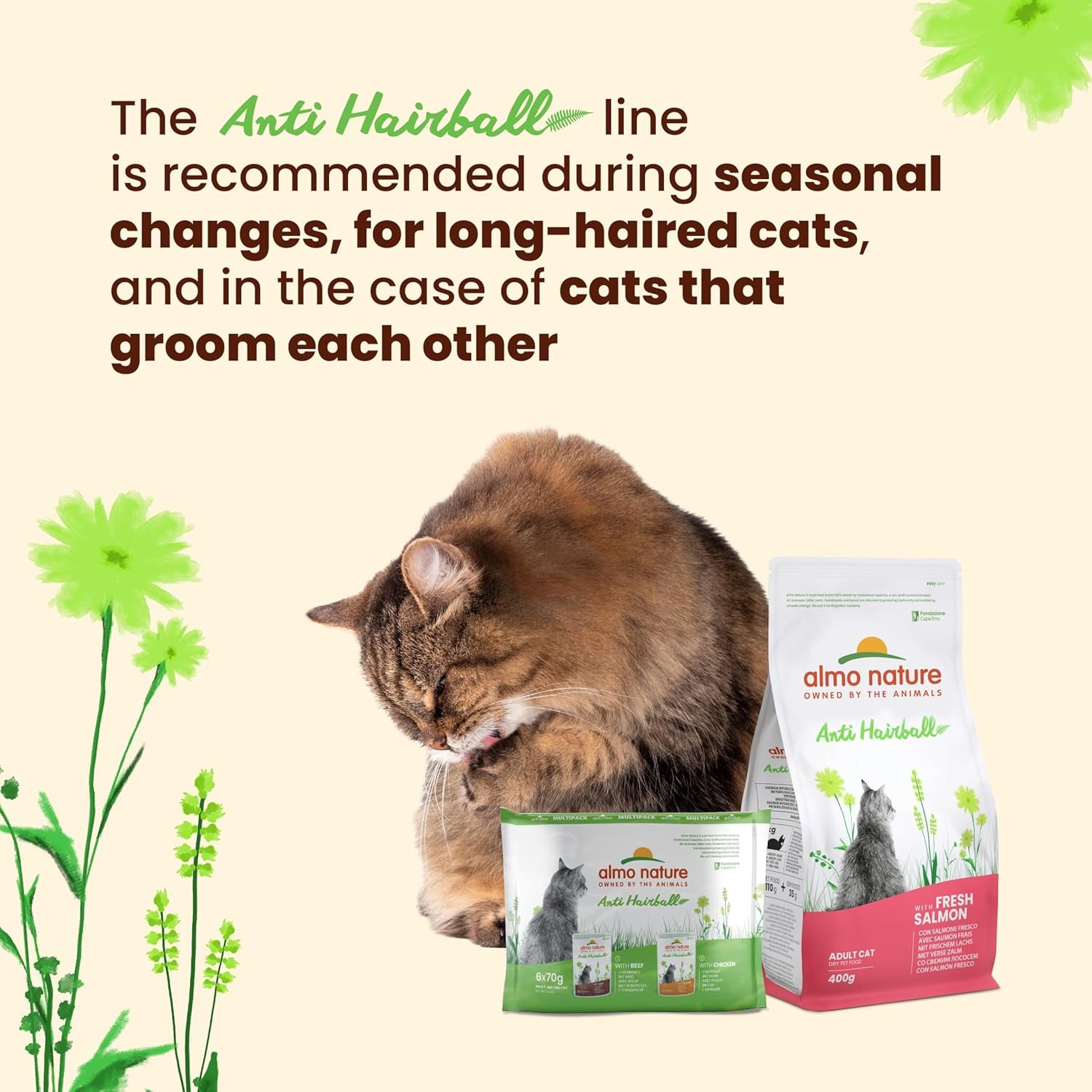 Almo Nature Functional - Anti-boules de poils - Nourriture humide pour chat adulte et mature - chez les chiots - Combat la formation de boules de poils - 70 g (paquet de 30)