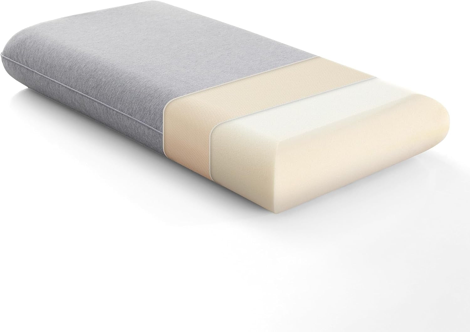 Pernă Sonie din spumă cu memorie 70x36x8cm, pernă cu față de pernă din bumbac, pernă de gât pentru dureri de gât, pernă de dormit lavabilă și detașabilă, gri