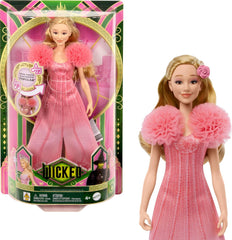 Mattel Glinda de Wicked and Accessories Poupée articulée inspirée du film avec tenue détachable Sings Loved by Us JLG49 Rose