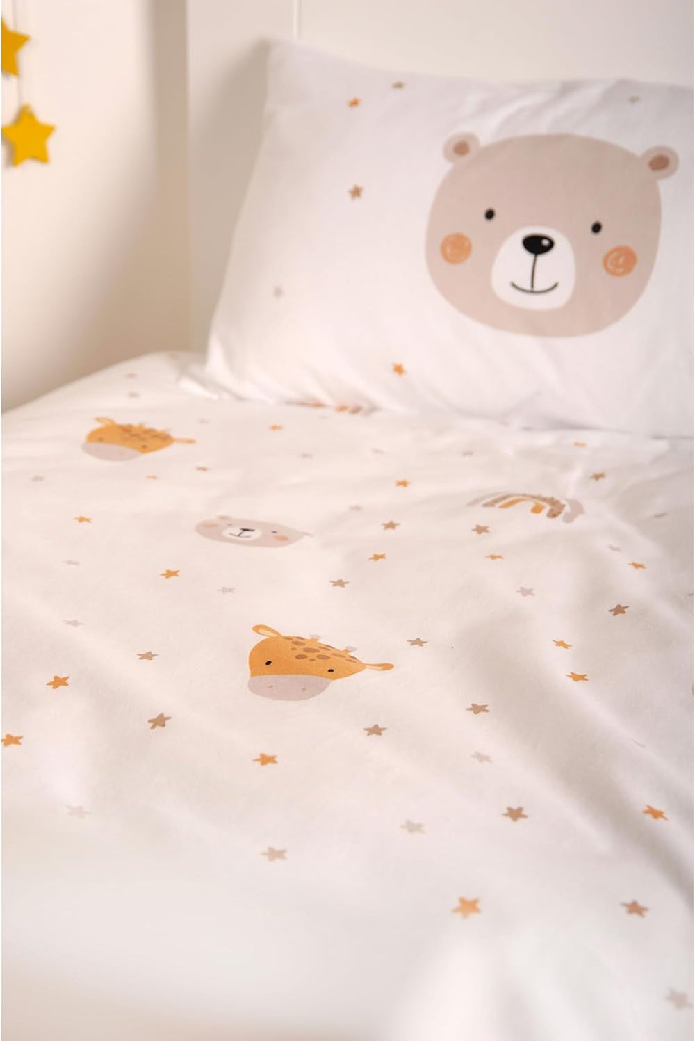 Herding Babybest Little Friends Winterbettwäsche, Kopfkissenbezug 40 X 60 Cm Mit Hoteleinschlag, Bettbezug 100 X 135 Cm, Mit Zwißwerfer, 100% Baumwolle/Flannel, Blanc, Twin Naty Shop