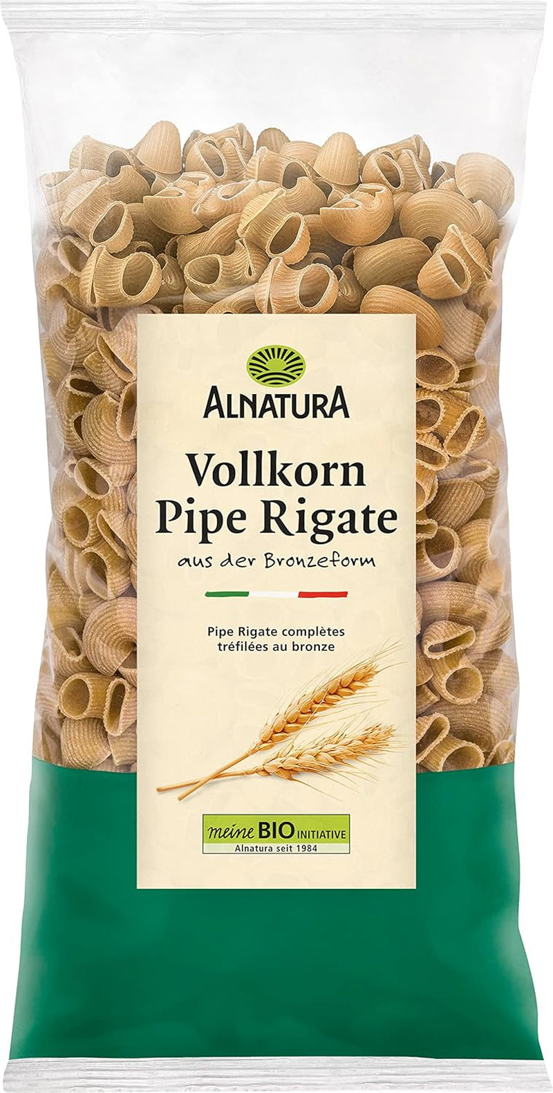 Pipe Rigate pâtes complètes biologiques, végétaliennes, 500 g