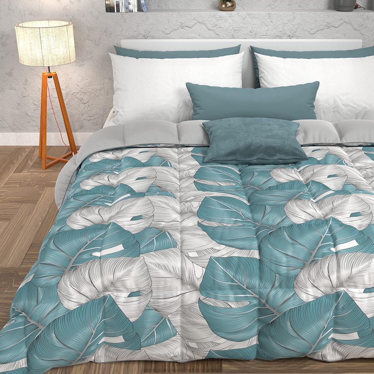 PETTI Artigiani Italiani - Plapumă de iarnă, Plapumă de iarnă, Plapumă simplă, Cu două fețe, Monocolor și imprimare digitală, 100% microfibră antialergică, Made in Italy