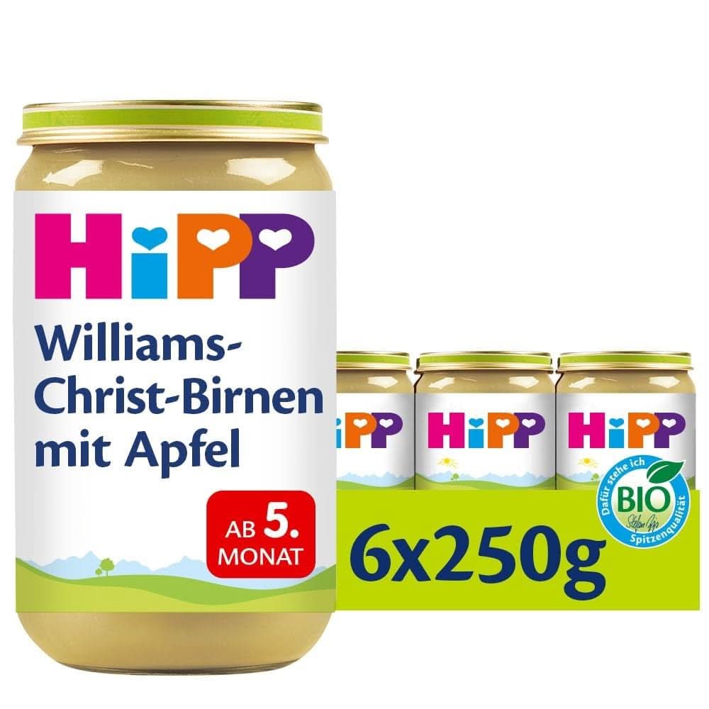 Hipp For Little Gourmets, Nectarine în mere și mango, fără zahăr adăugat, 6 X 190 grame Mama si Copilul Naty Shop 6 x 250 grame Pere Williams Christ pere si mere