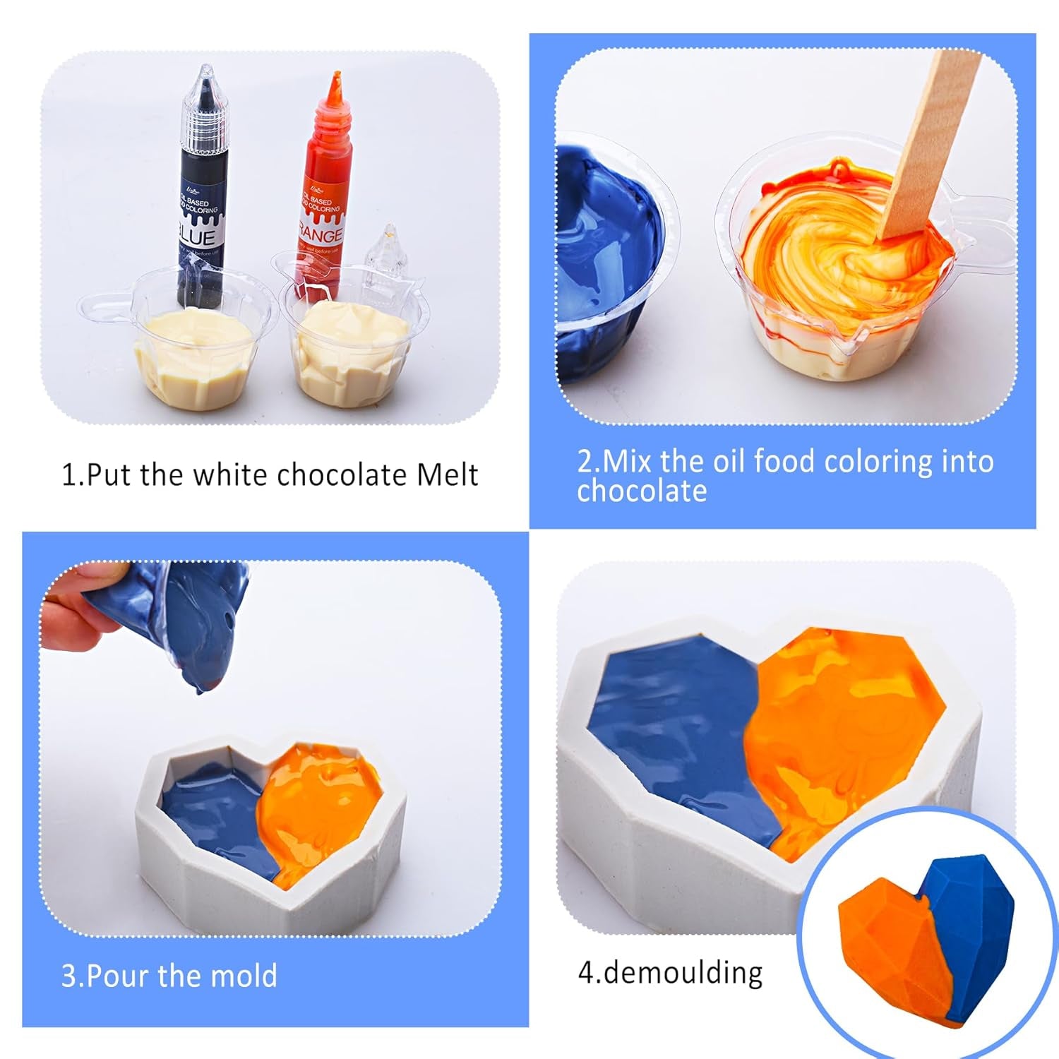 Colorant alimentaire liposoluble - Colorant alimentaire à base d'huile aux couleurs de l'arc-en-ciel pour chocolat, bonbons, gâteaux, pâtisserie - Colorant alimentaire concentré pour la décoration de gâteaux, crème au beurre, fondant - 12 g chacun