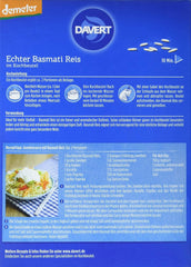 Riz Basmati bio Davert en sachets cuisson, 2 sachets, 250g