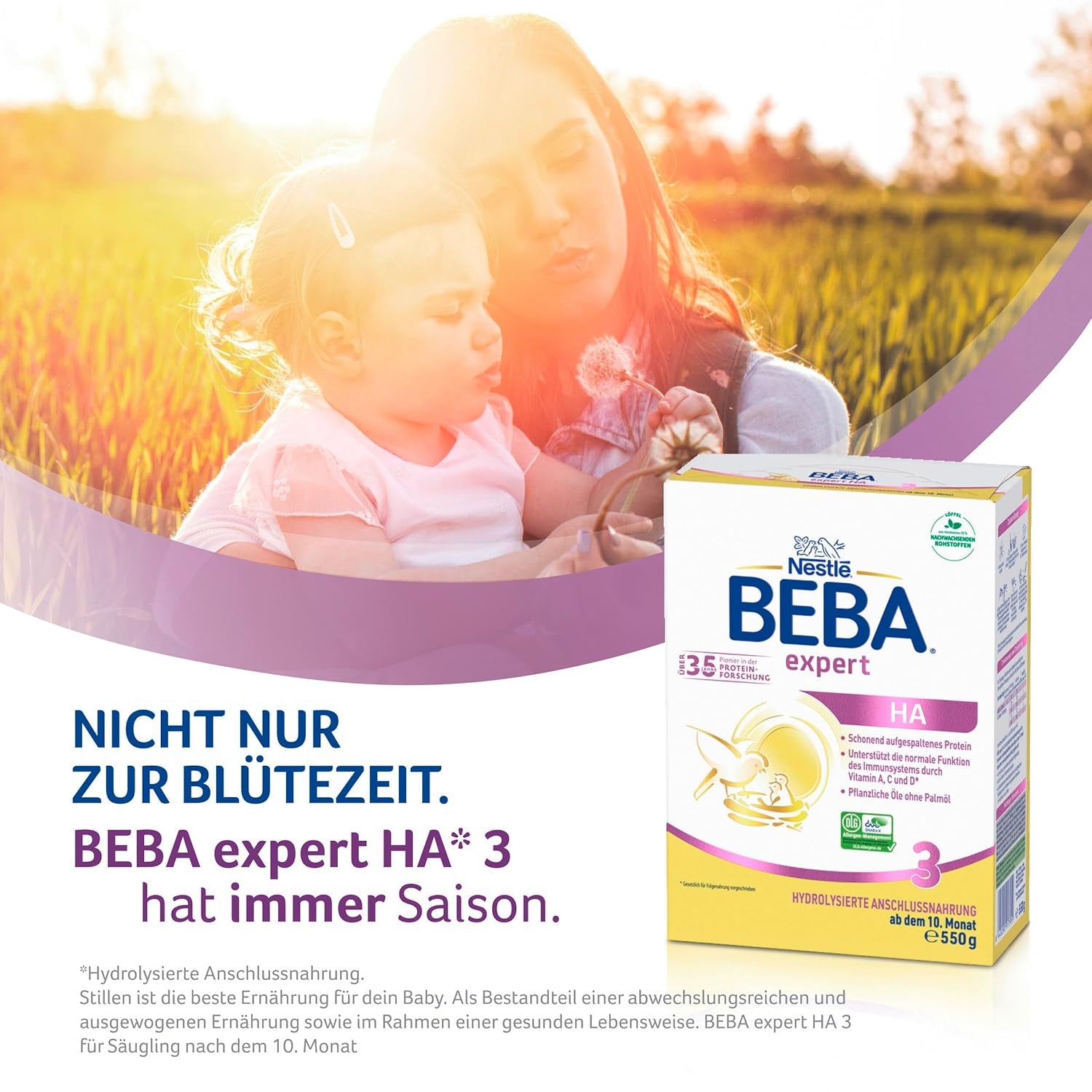 BEBA expert HA 3 Formule de continuation hydrolysée, dès 10 mois, 1 paquet (1 x 550 g)