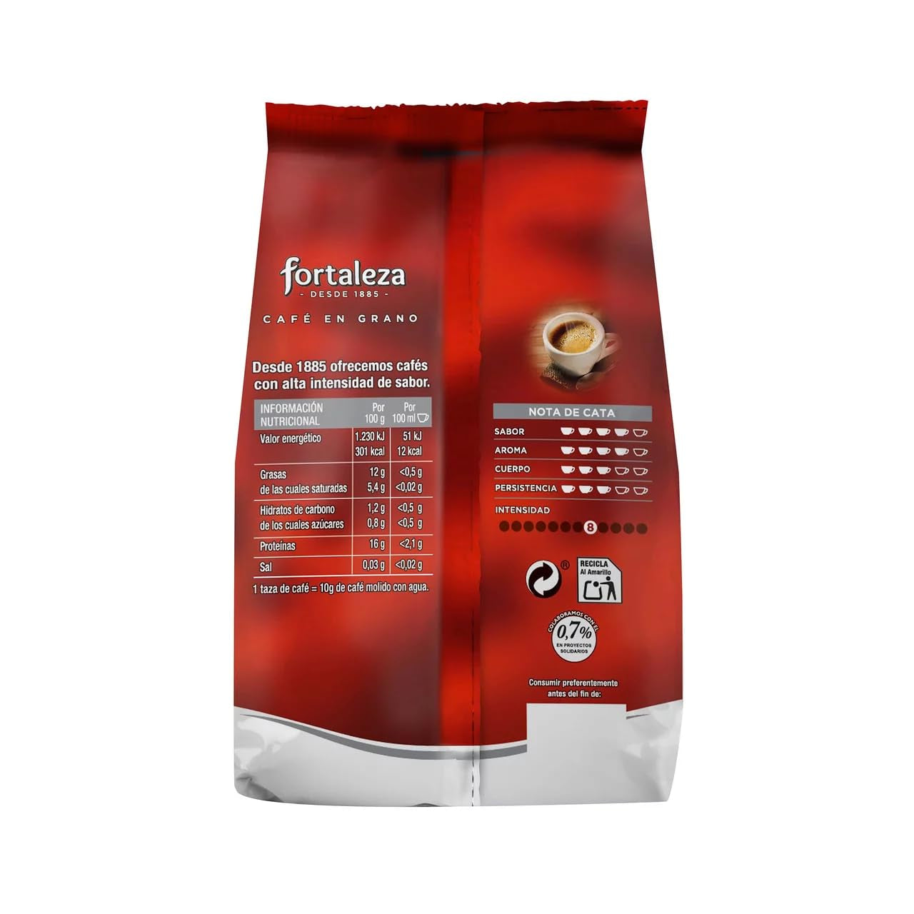 Café en grains naturel FORTALEZA 500g, paquet de 2