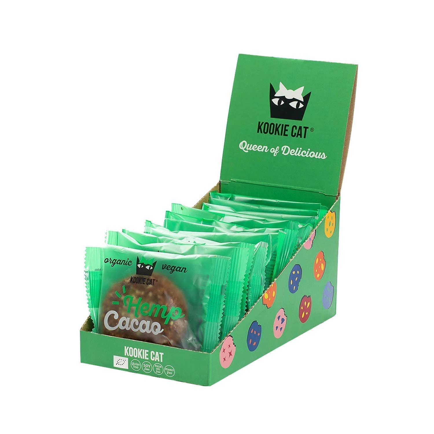 Semințe de cânepă și cacao - Fursecuri vegane ambalate individual, fără gluten, fără soia, organice, cu caju și ovăz - Pachet multiplu de 12 x 50g