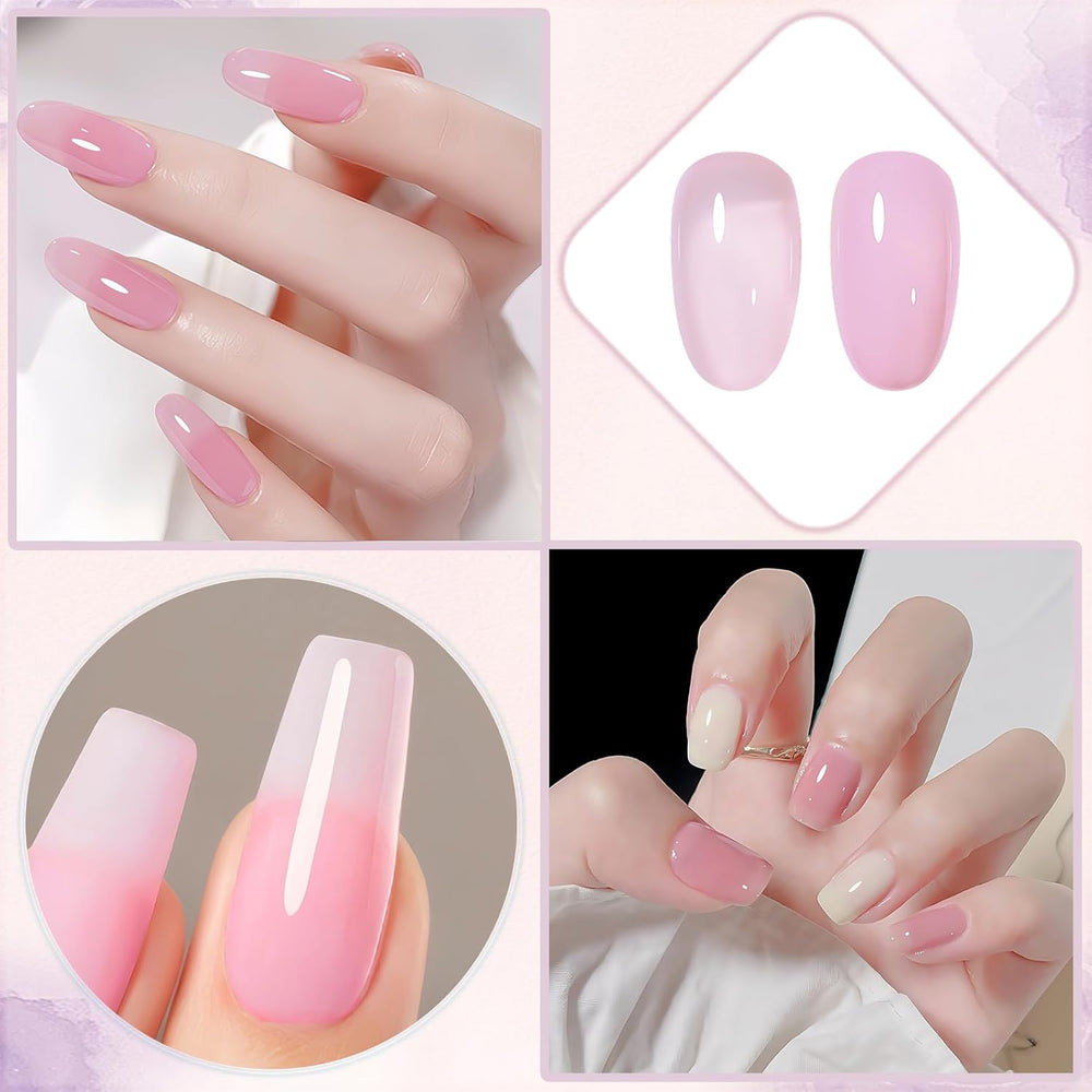 Vernis à ongles rose gelée 13 ml, séchage rapide, longue durée, naturel, translucide, régulier, sans lampe UV, pour femmes, DIY Nail Art (rose classique)