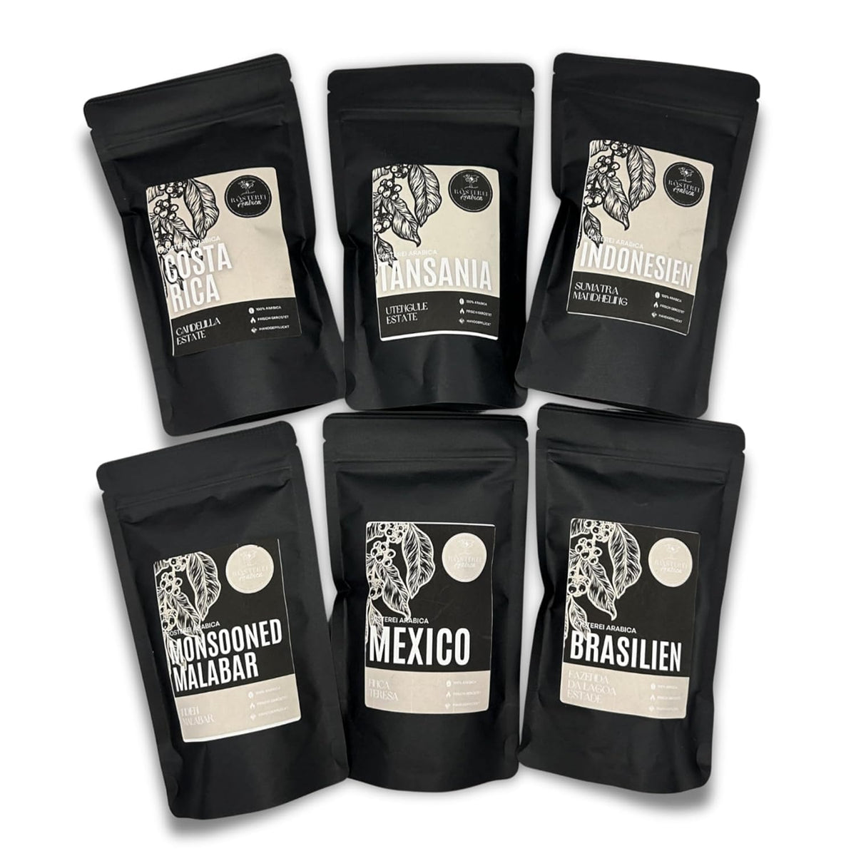 Ensemble Probierset Café et Expresso | Ganze Bohne ou Gemahlen – 6 sortes de café et expresso | Aromatisch & Vollmundig Perfekt zum Testen ou als Geschenk