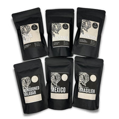 Ensemble Probierset Café et Expresso | Ganze Bohne ou Gemahlen – 6 sortes de café et expresso | Aromatisch & Vollmundig Perfekt zum Testen ou als Geschenk