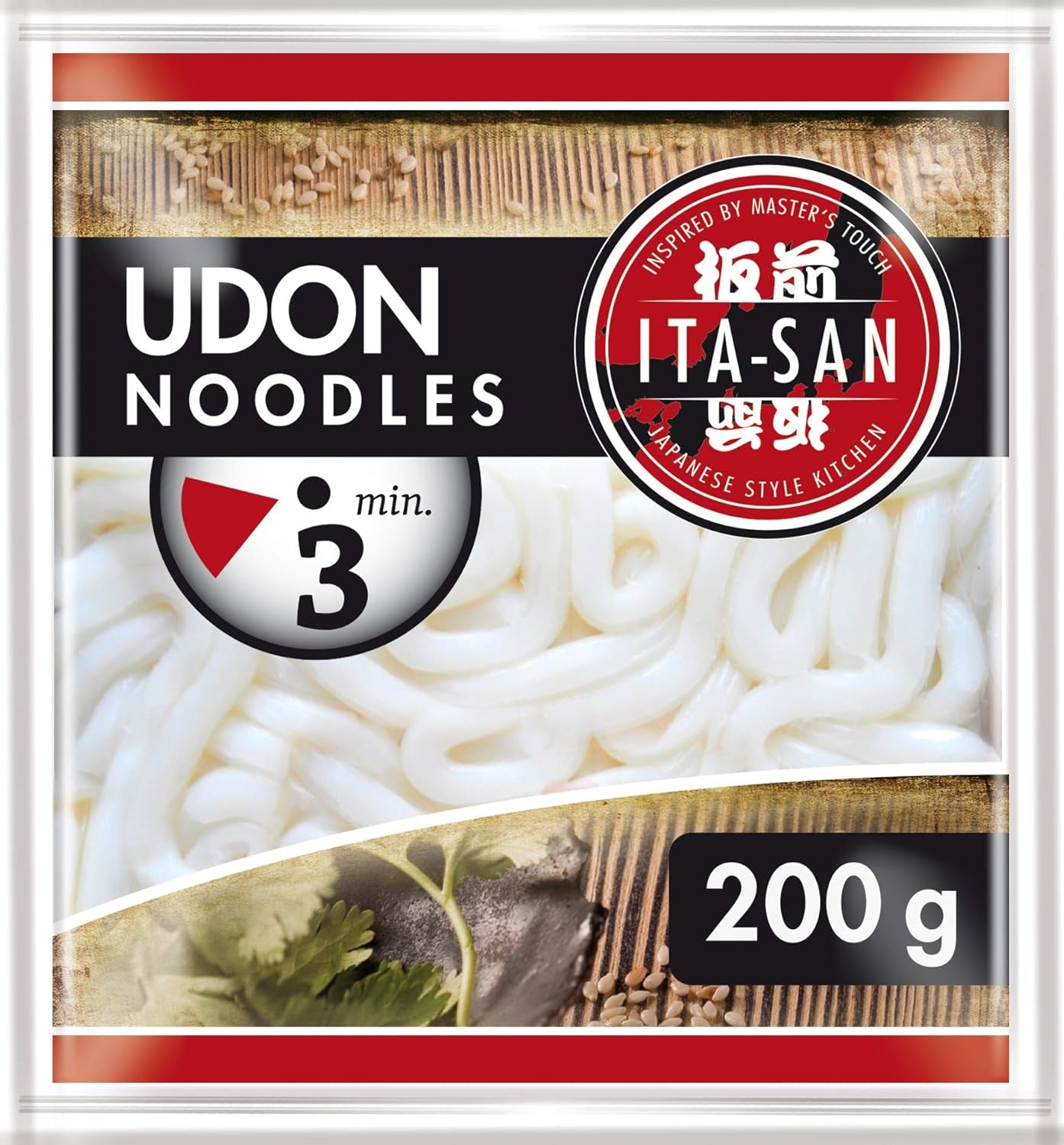 ITA-SAN Nouilles Udon, cuites, rapides et faciles à préparer, pour soupe udon et autres plats asiatiques, végétariennes, 30 x 200 g
