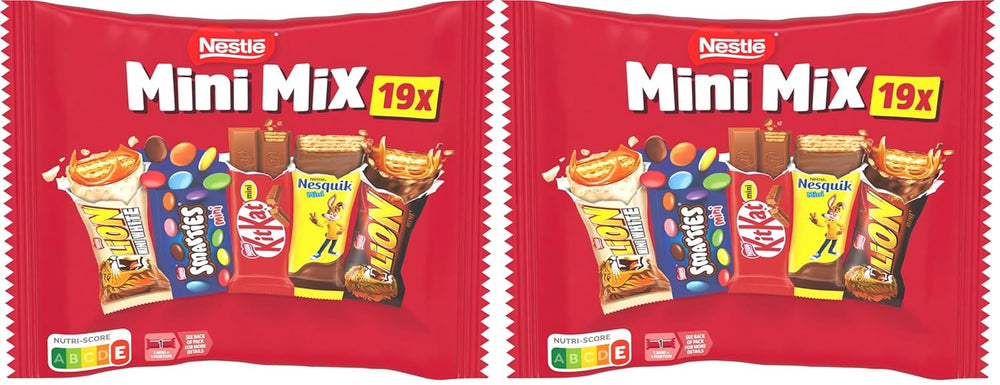 Nestlé Mini Mix Barres de chocolat, cinq saveurs délicieuses, 19 barres, paquet de 2 (1 x 321 g)