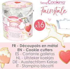 ScrapCooking - Lot de 16 emporte-pièces Licorne - Emporte-pièces - 16 pièces - Arc-en-ciel, Fée, Sirène, Couronne, Fleur - Moule à pâtisserie - Emporte-pièces en acier inoxydable - 2027