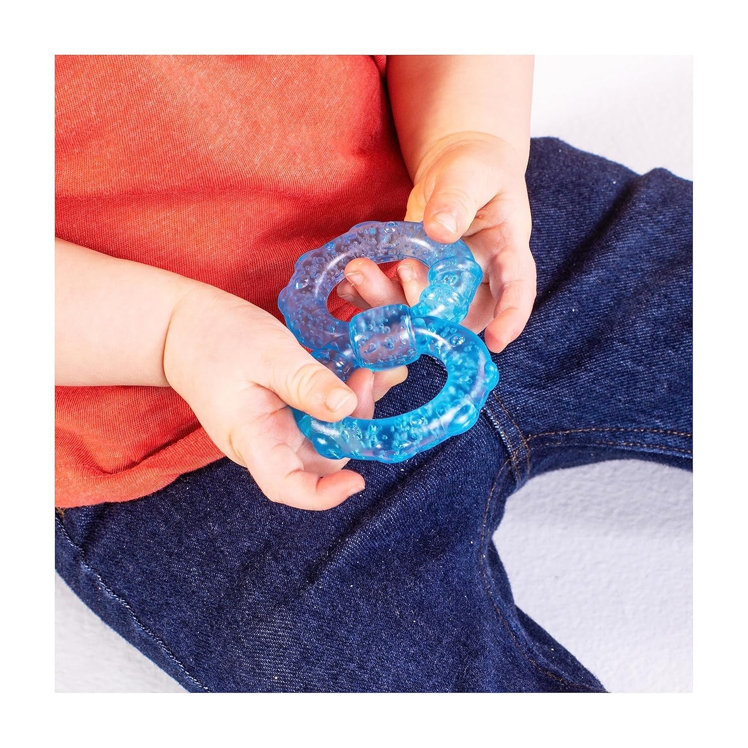 Bright Starts Stay Cool Anneaux de dentition plus frais Turquoise/Bleu/Rouge Facile à tenir Technologie de refroidissement longue durée Silicone Sans BPA