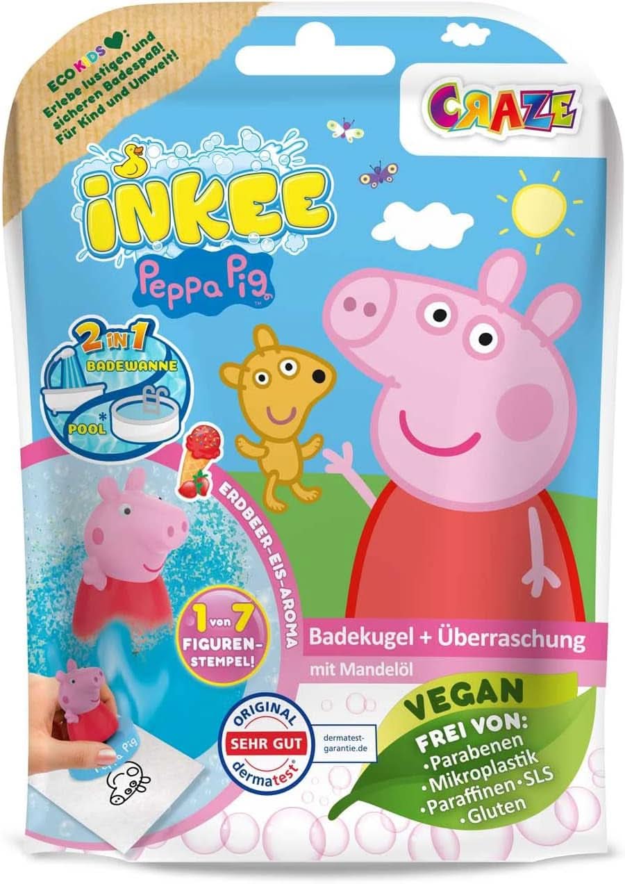 INKEE SURPRISE - Bombe de baie Peppa Pig pentru copii cu jucarie surpriza Peppa Pig pentru cada - aditiv pentru baie pentru copii Mama si Copilul Naty Shop