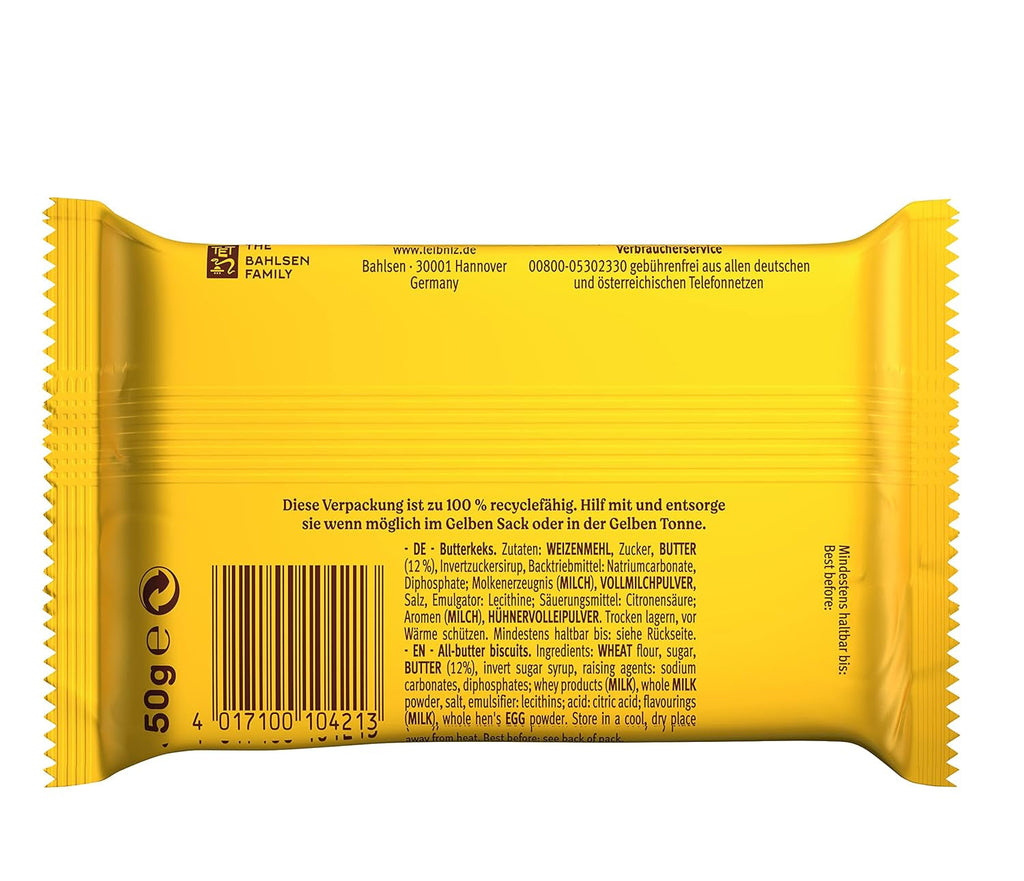 LEIBNIZ Biscuiți cu unt originali, pachet de 22 de gustări, biscuiții cu unt numărul 1, biscuiți crocanți într-un pachet mare practic (22 x 50 g), perfecți pentru călătorii