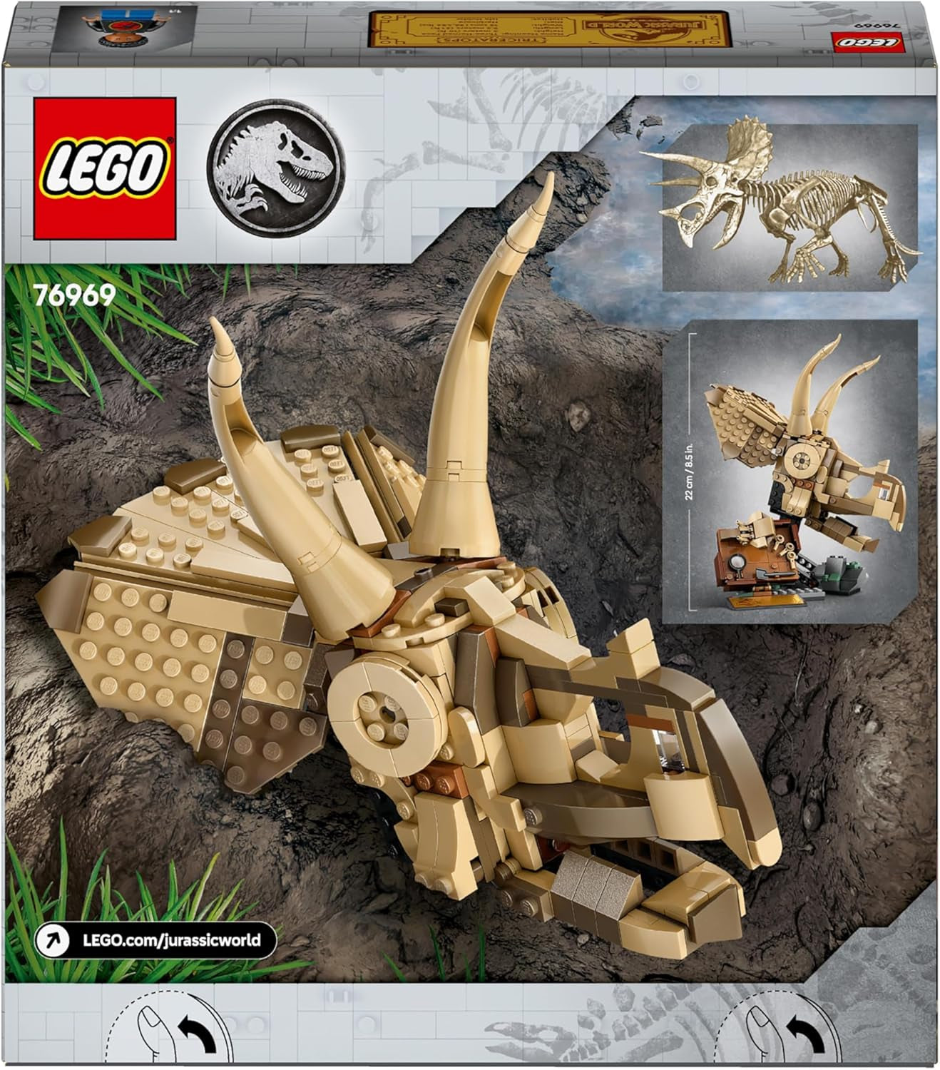 LEGO Jurassic World Fossiles de dinosaures : modèle de crâne de tricératops, jouet de dinosaure pour garçons et filles à partir de 9 ans, cadeau pour les enfants et les fans Jurassic World 76969 Jeux de construction Besuche den LEGO-Store