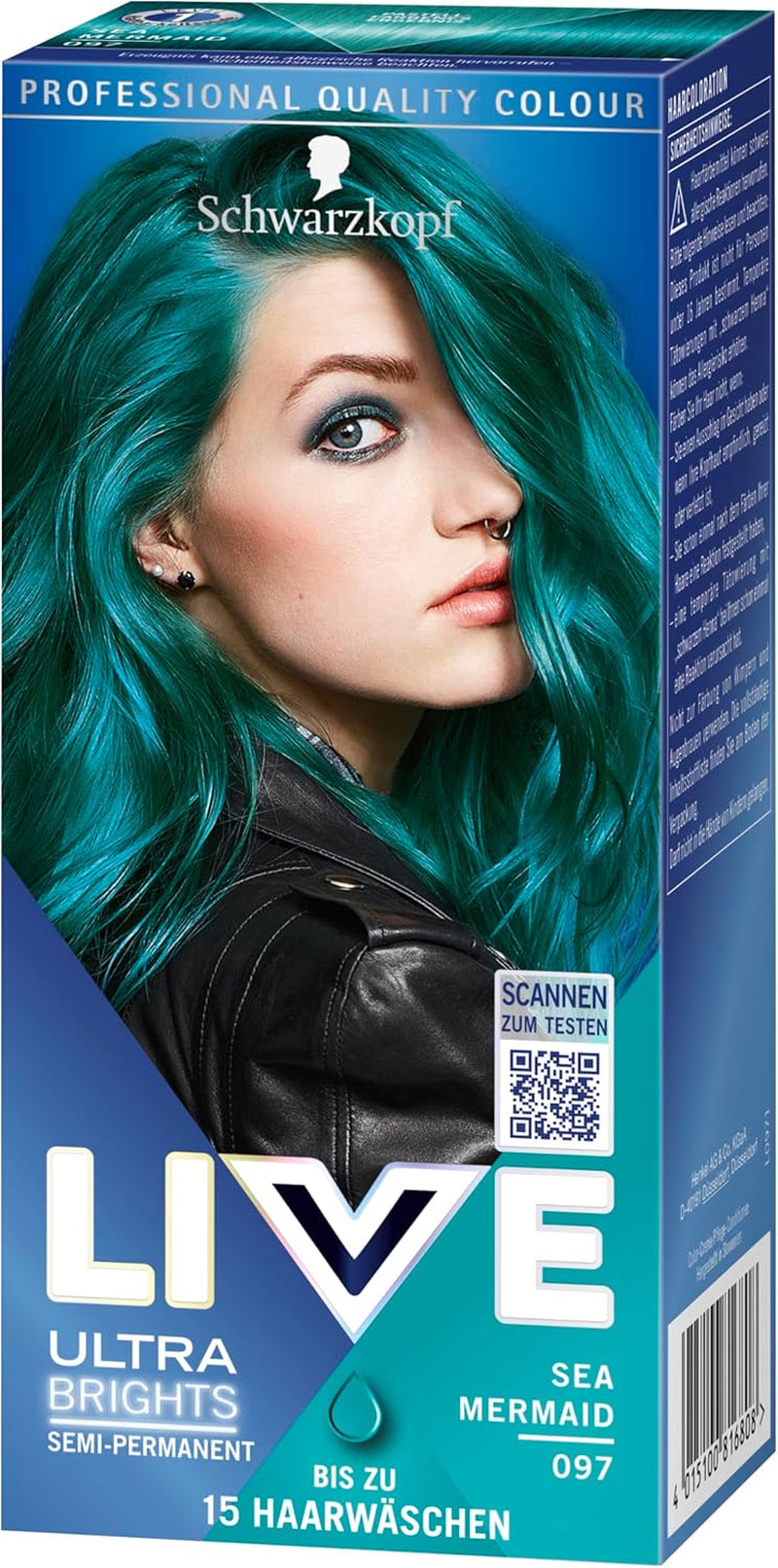 Schwarzkopf LIVE Ultra Brights Semi-Permanent Hair Colour 097 Mermaid (3 x 80 ml), colorare pentru rezultate intense sau culori pastelate, rezistă la 12-15 spălări, cu balsam de îngrijire Vopsea pentru par Naty Shop