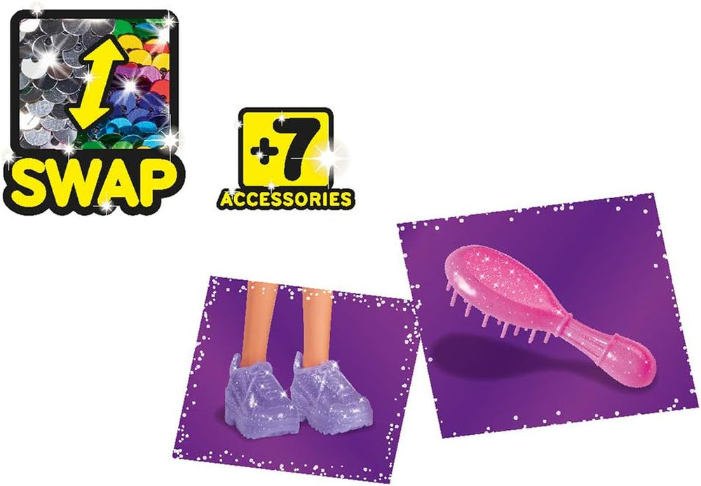 Simba Steffi Love Doll avec cheveux XXL / Robe à paillettes arc-en-ciel et cheveux super longs / Pinces et peigne inclus / 29 cm / Pour enfants à partir de 3 ans