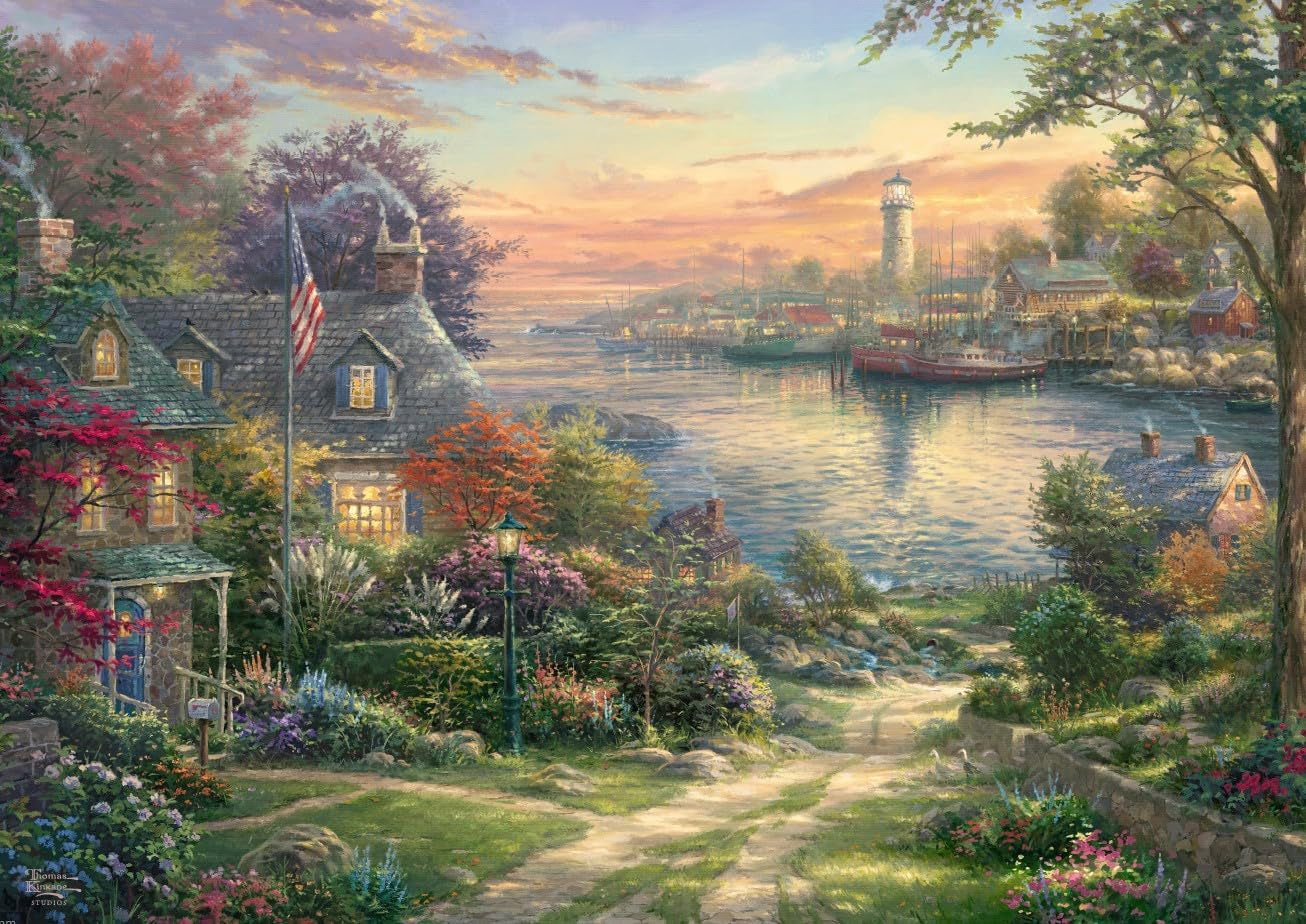 Schmidt Spiele 58785 Thomas Kinkade, New England Harbor, puzzle jigsaw 1000 piese, colorat Puzzle Naty Shop