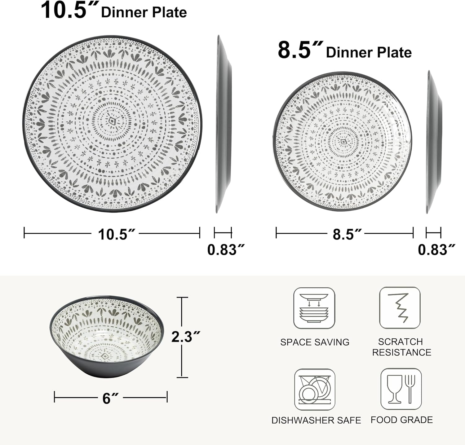 Ensemble de couverts en mélamine 24 pièces, ensemble d'assiettes et de vaisselle de Camping pour 4 personnes, pour les voyages et l'extérieur