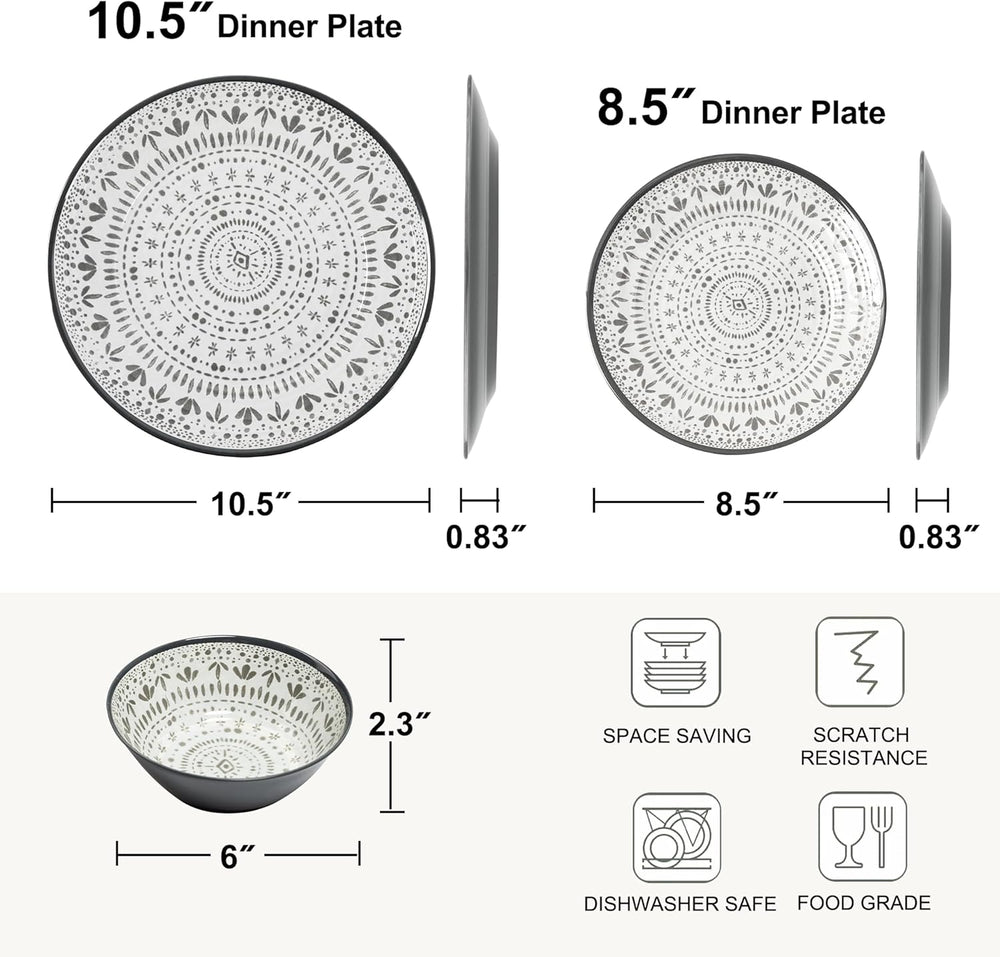 Ensemble de couverts en mélamine 24 pièces, ensemble d'assiettes et de vaisselle de Camping pour 4 personnes, pour les voyages et l'extérieur