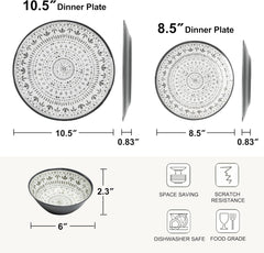 Ensemble de couverts en mélamine 24 pièces, ensemble d'assiettes et de vaisselle de Camping pour 4 personnes, pour les voyages et l'extérieur