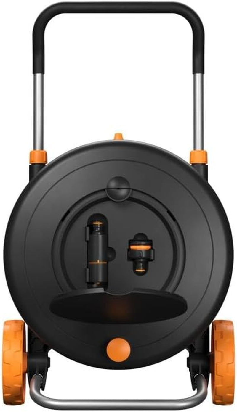 Roue hydraulique Fiskars Comfort L avec roulettes, kit d'arrosage tout compris, portée totale de 31,5 m, enroulement automatique, tuyau d'arrosage universel (Ø 13 mm), raccord de robinet universel, 1071670