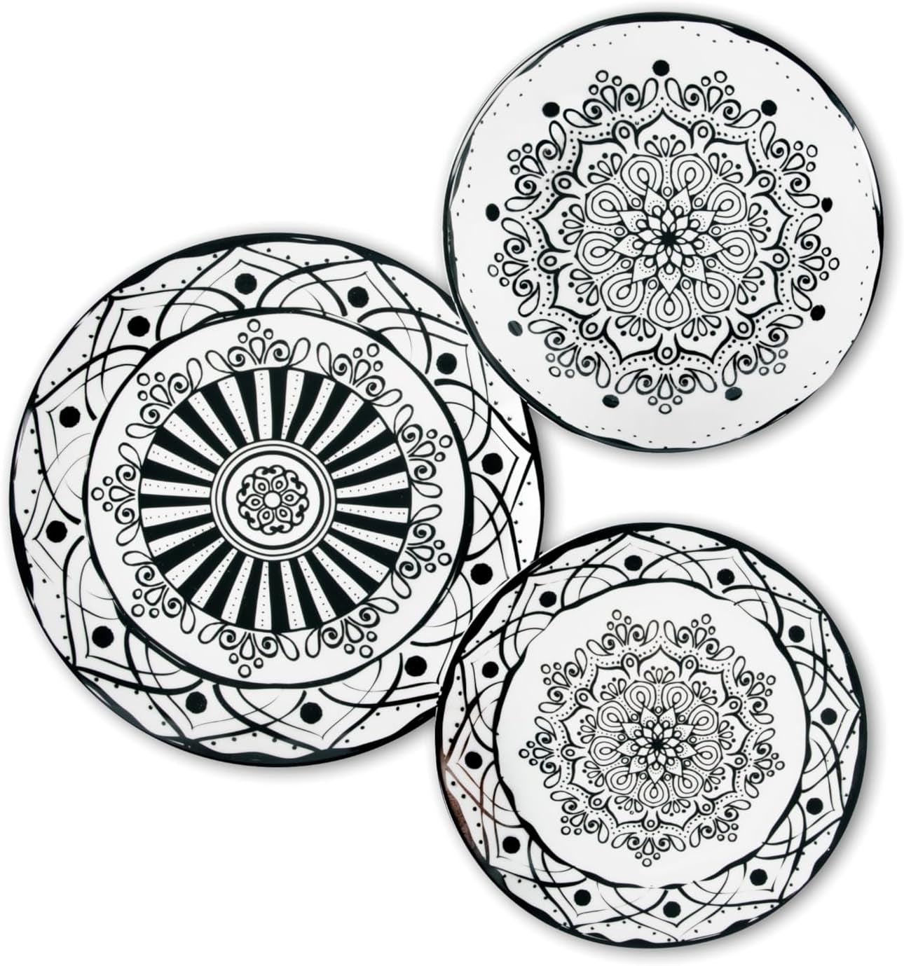 Excelsa Boheme Noir Service d'assiettes, 18 pièces, Porcelaine, Schwarz