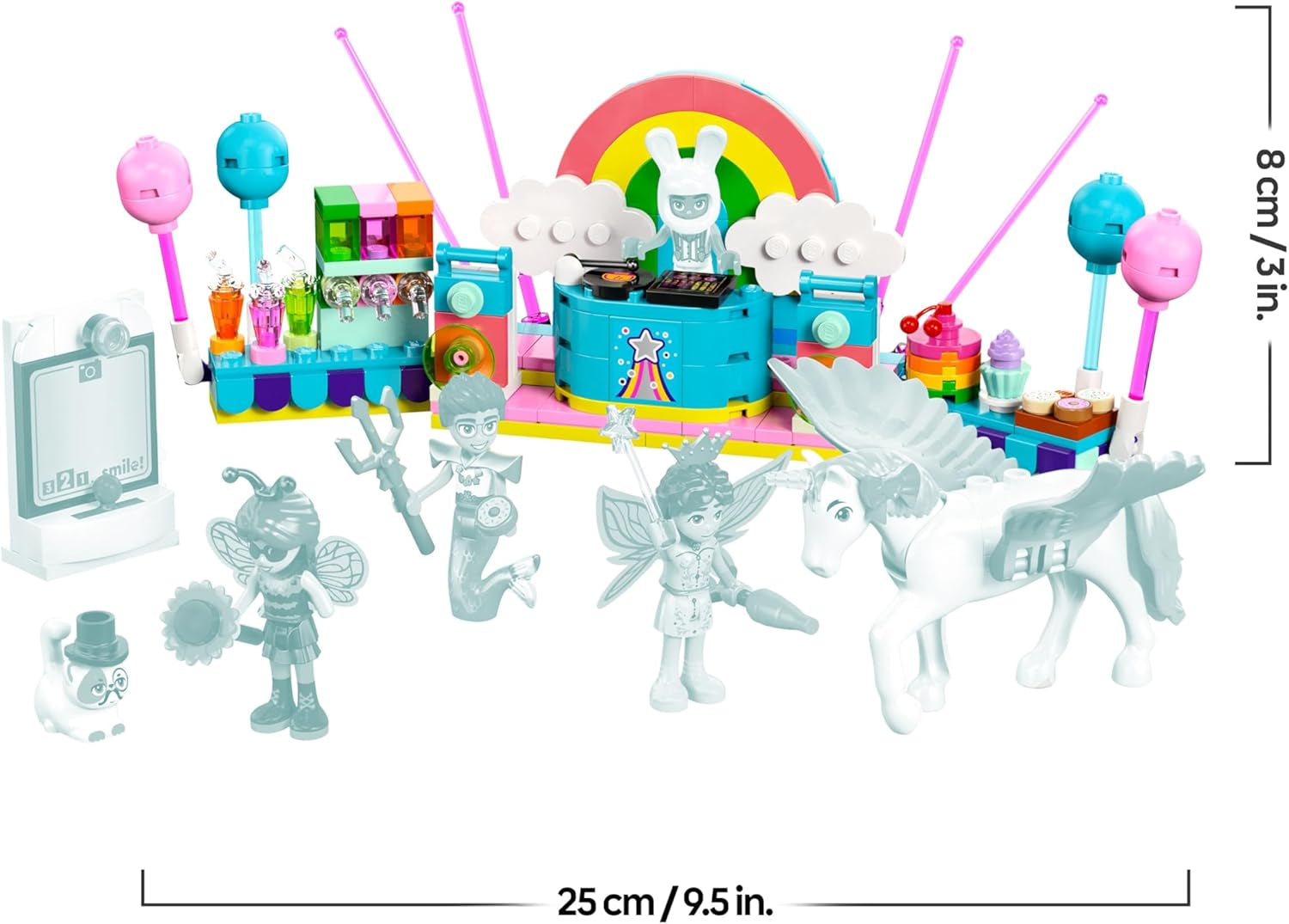 LEGO Friends Fête costumée avec un cornet et des frais - Un jeu pour les filles à partir de 6 ans - Une fille, un DJ-Pult, 4 mini-poupées, le Katze Churro et un Pferdefigur sowie lustigem Zubehör - Idée cadeau - 42661