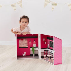 Teamson Kids - Maison de Poupée Dreamland City Café 30cm - Rose/Blanc/Noir