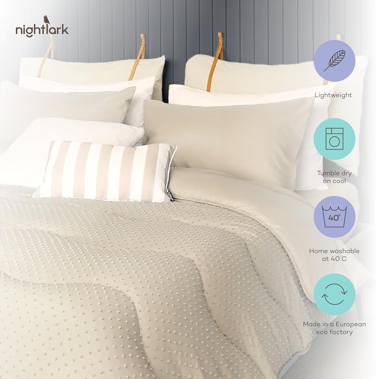Night Lark Plapumă fără capac, 4.5 Tog, dimensiune rege, colecție Tufted Dot, lenjerie de pat de lux, hipoalergenic, lavabil la mașină, nisip cald Plapumi si pilote Naty Shop
