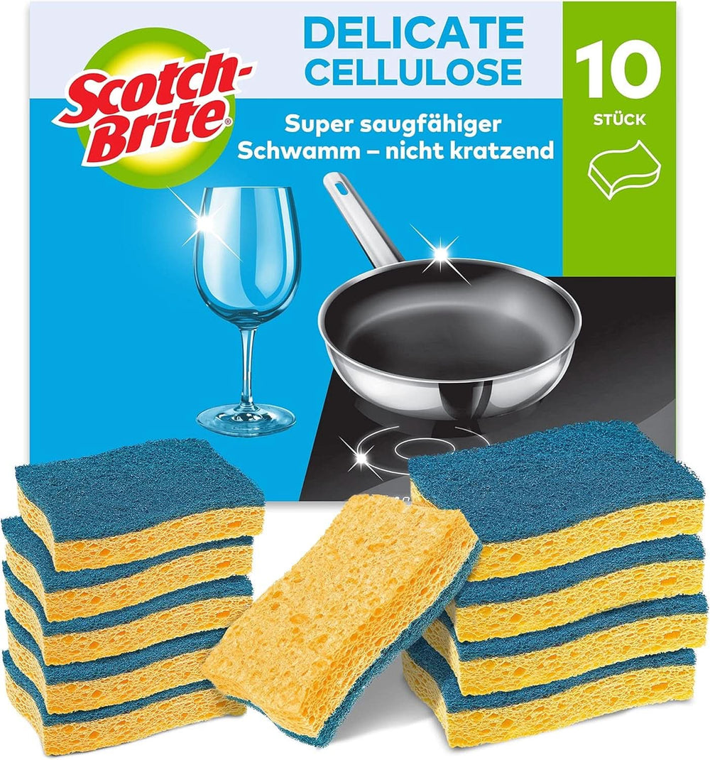 Scotch-Brite Classic Pot Cleaner, 16 bureți per pachet, burete pentru bucătărie - curăță puternic și eficient Detergenti Bucatarie Naty Shop Albastru - Fără zgârieturi Celuloza