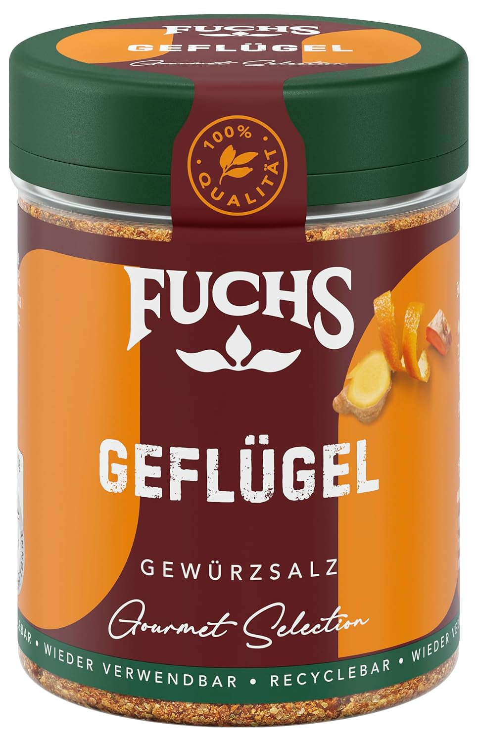 Fuchs Gourmet Selection Klassisch/Heimisch – Bratkartoffel Gewürzsalz, nachfüllbares Kartoffel Gewürz, Salz zum Würzen von Brat- & Ofenkartoffeln, Pommes Frites & Co, végétalien, 70 g