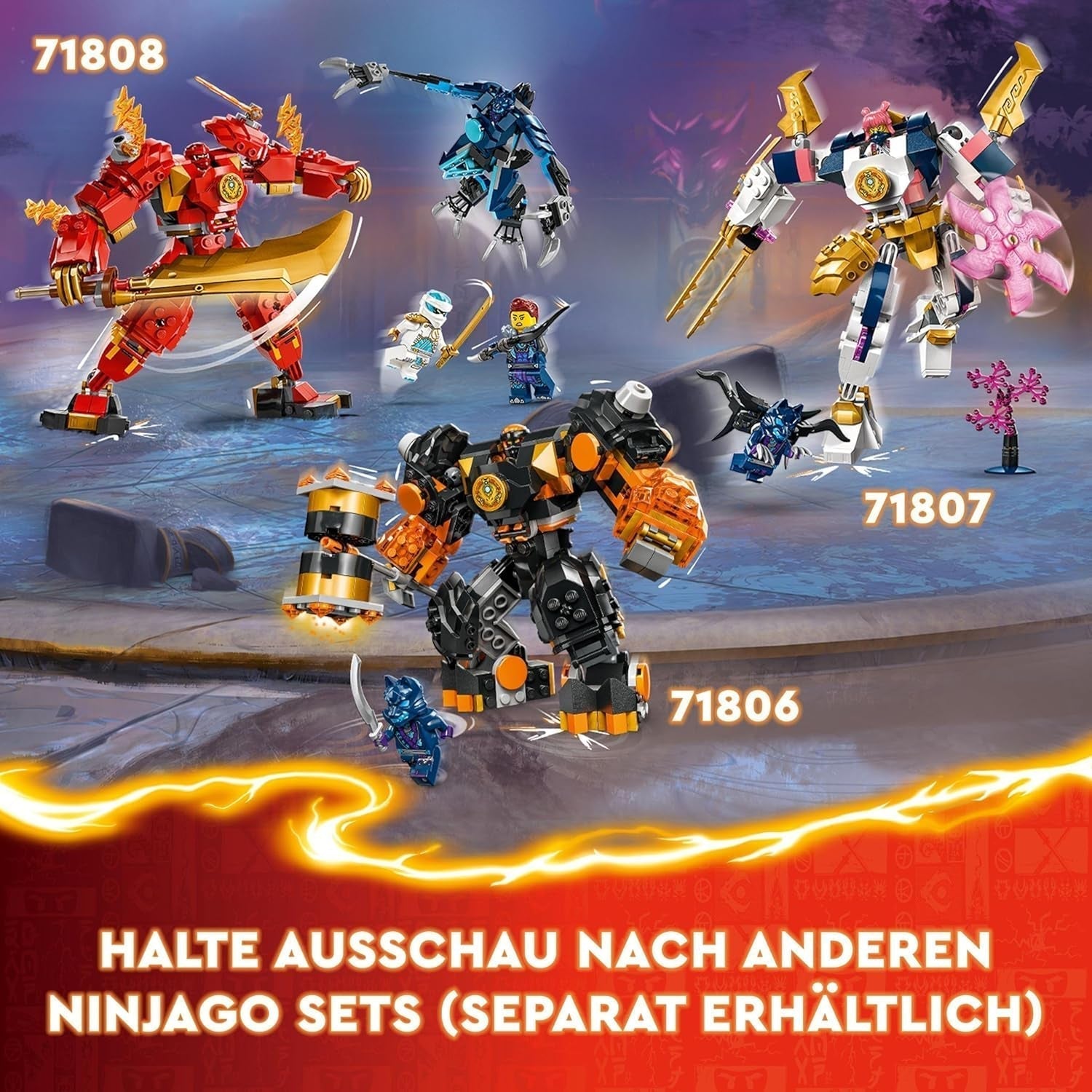 LEGO NINJAGO Kai's Fire Mech Action Figure Jouet pour enfants avec figurine Ninja rouge personnalisable Set 4 figurines dont Kai et Zane Cadeau pour garçons et filles de 7 ans 71808 Jeux de construction Beuche den LEGO-Store